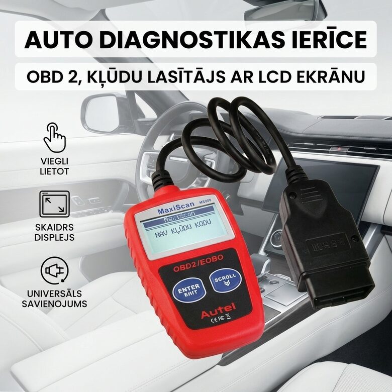 Auto diagnostikas ierīce - OBD 2, kļūdu lasītājs ar LCD ekrānu