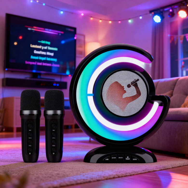 Bezvadu Skaļrunis ar Diviem Karaoke Mikrofoniem