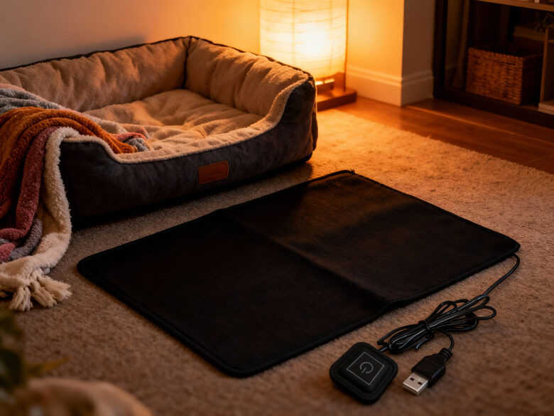 Elektriskais suņu, kaķu guļvietas sildītājs - paklājs, 35 x 15cm, ar regulatoru