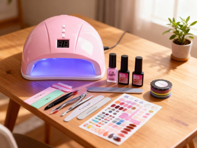 Pilns manikīra komplekts ar UV LED lampu un instrumentiem