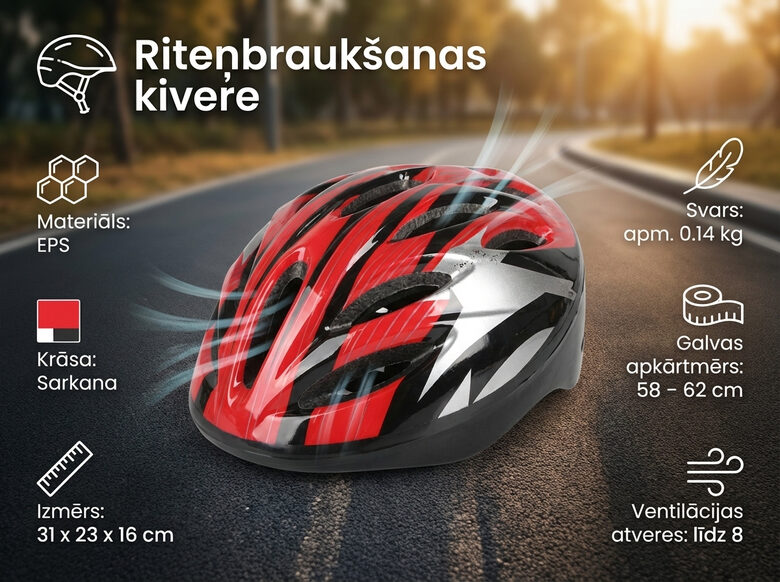 Vieglā velosipēda ķivere pieaugušajiem