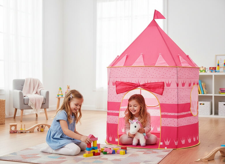 Bērnu telts - pils, rozā
