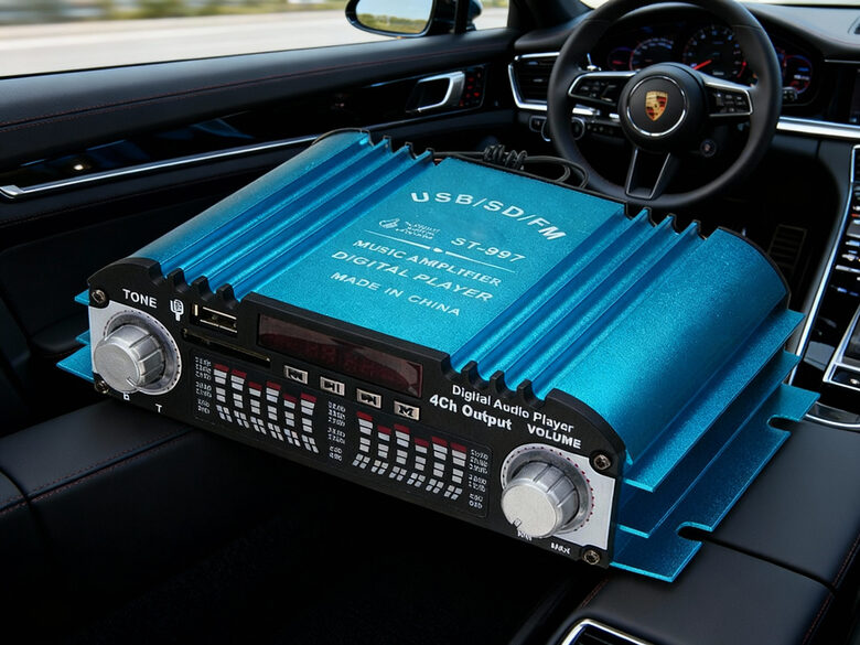 Audio pastiprinātājs Hi-Fi 350W, 4 kanāli, Fm radio, USB