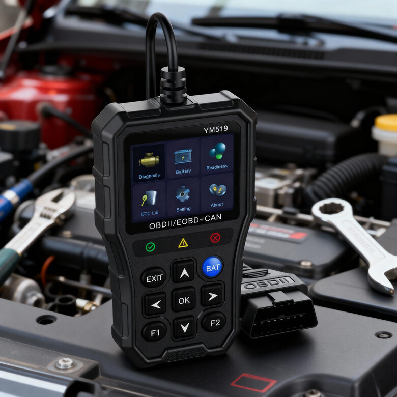 Profesionālais Auto Diagnostikas Skeneris YM519 ar Pilnu OBD2/EOBD+CAN Atbalstu un Akumulatora Testeris