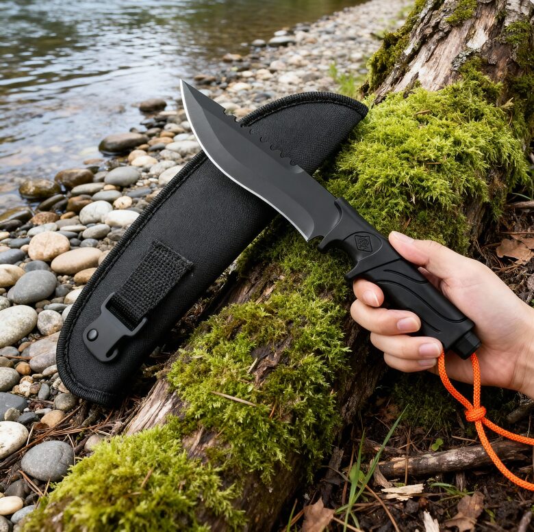 Asu griezumu tērauda nazis ar ergonomisku rokturi