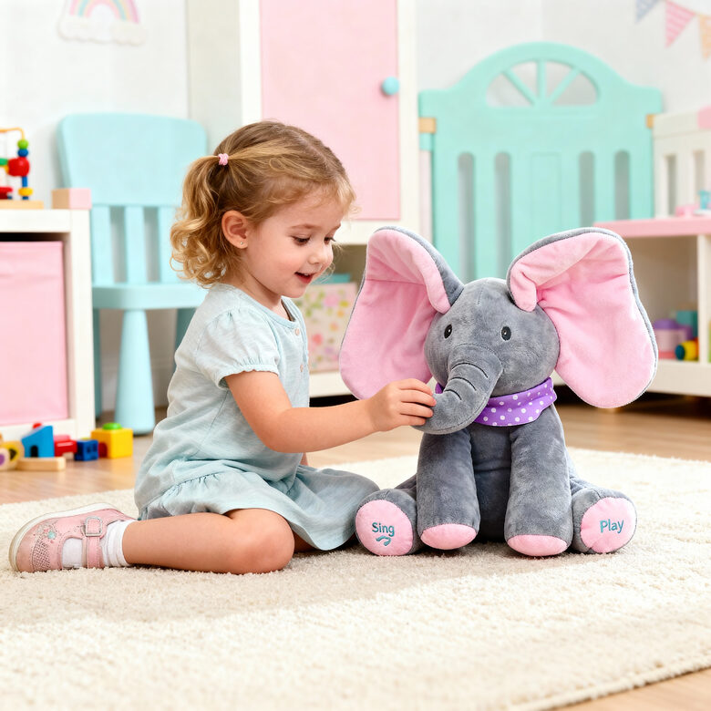 Dziedošais zilonis ar kustīgām austiņām