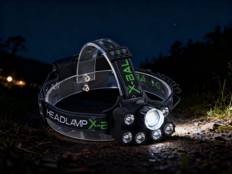 Galvas lukturis ar x7 Cree diodēm, akumulatoru un lādētāju