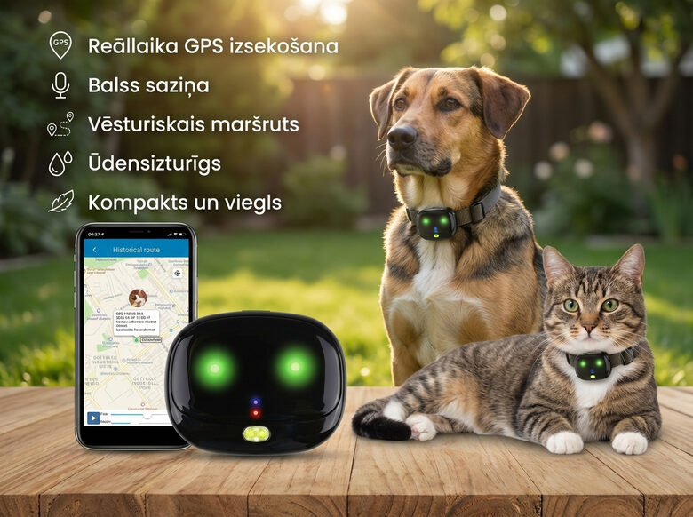 Dzīvnieku mini izsekošanas ierīce, suņu kaķu GPS, ar balss saziņu