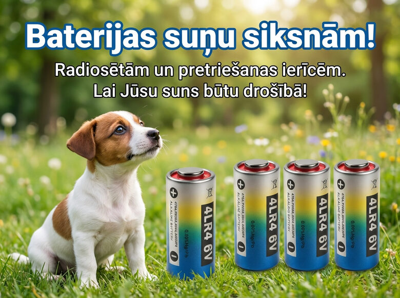 Baterija 4LR44 , 6v Suņu radiosētām un Pretriešanas kakla siksnām