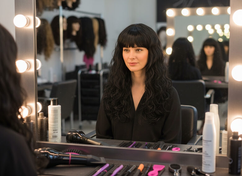 Parūka /melna/ - gari viļņoti mati