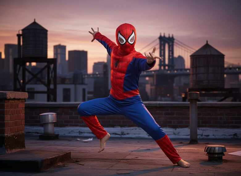 Spiderman tērps (kostīms no vairākām daļām, S, M, L - izmēri)