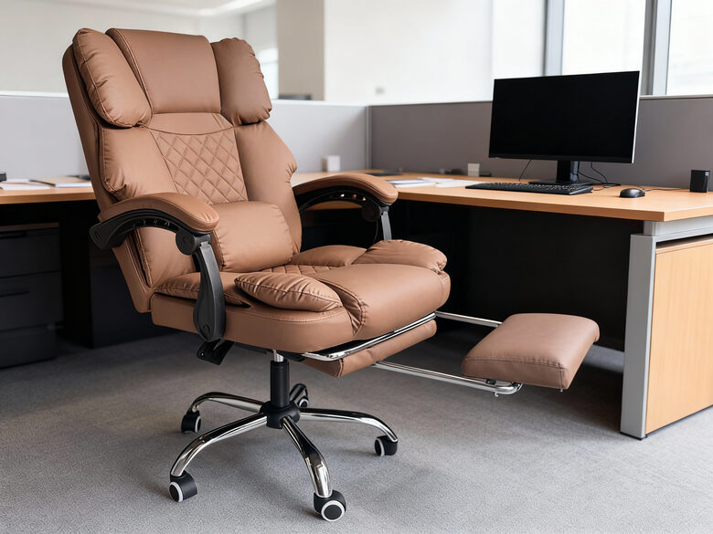 Biroja krēsls ar kāju balstu un masāžas funkciju