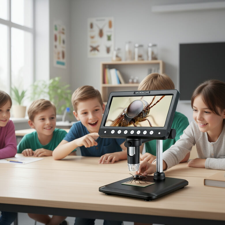 Jaudīgs Mikroskops 1200x ar lielu ekrānu