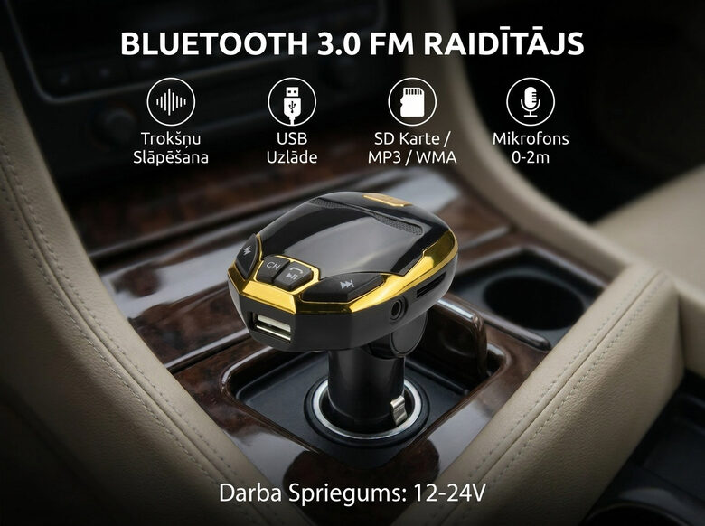 Fm transmiteris modulators ar bluetooth, handsfree