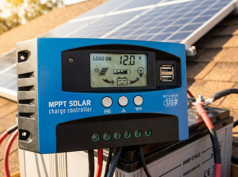MPPT saules paneļu uzlādes kontrolieris 12V