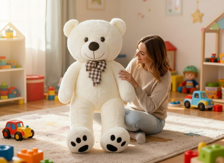 Liels krēmkrāsas plīša lācis KRUZZEL 140 cm, poliesters, dāvana