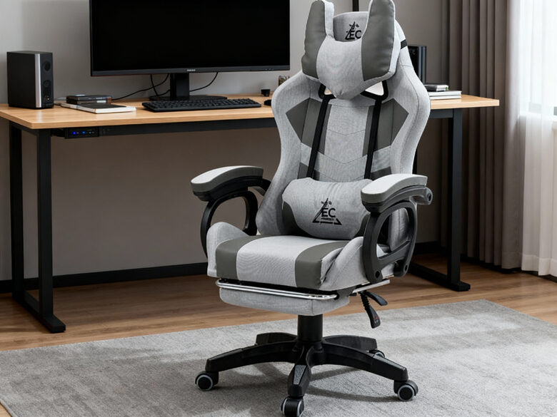 Ergonomisks ofisa un biroja DatorKrēsls ar Kāju Balstu un Regulējamu Atzveltni