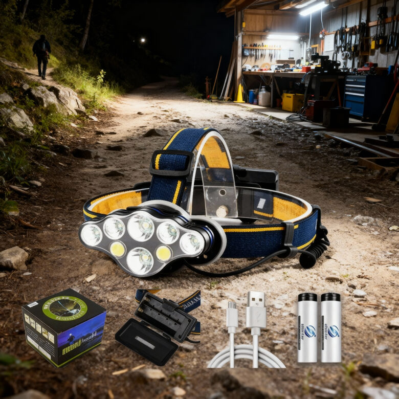 Galvas lukturis ar x9 Cree diodēm, akumulatoru un lādētāju