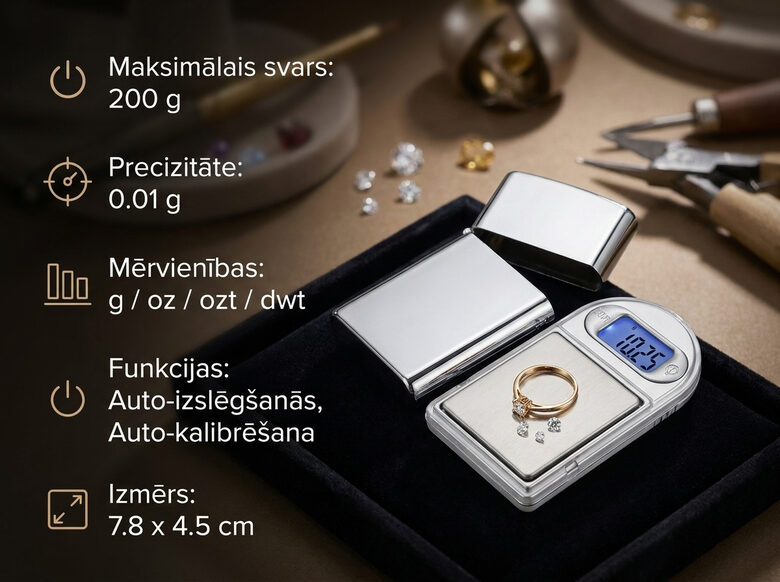 mini Pārnēsājamie juvelieru digitālie dārglietu svari ar LCD ekrānu, 200g x 0,01g