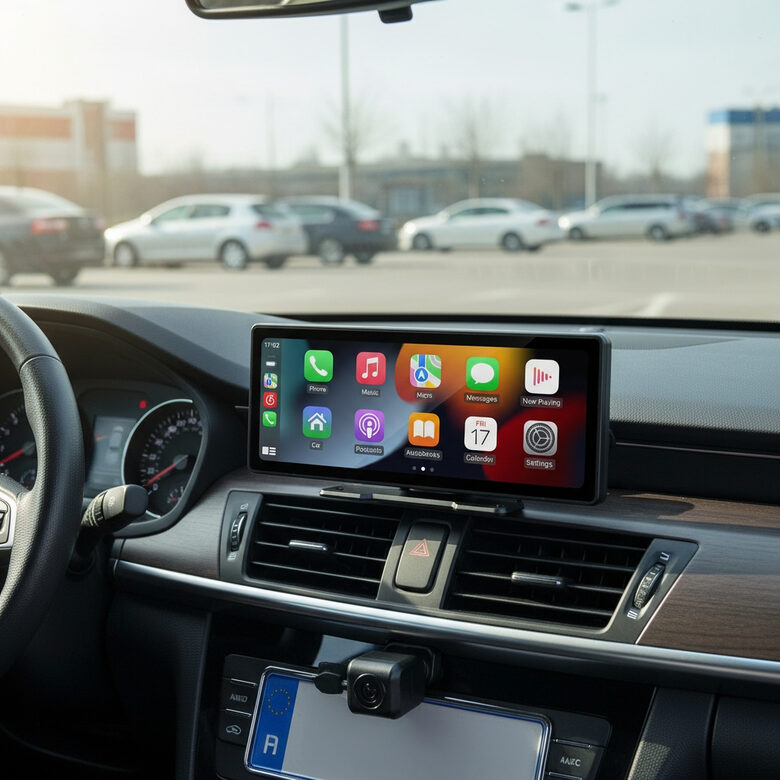 Pārnēsājams 10.26" bezvadu CarPlay/Android Auto ekrāns ar HD atpakaļskata kameru