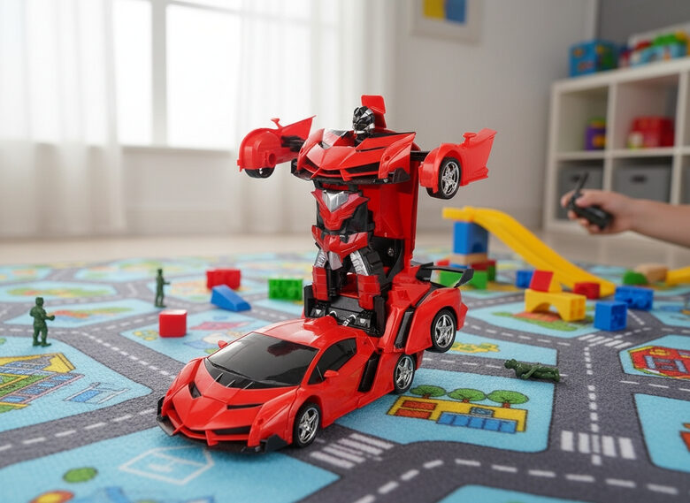 Bērnu mašīna ar pulti 'TRANSFORMERS' divi vienā, sarkana