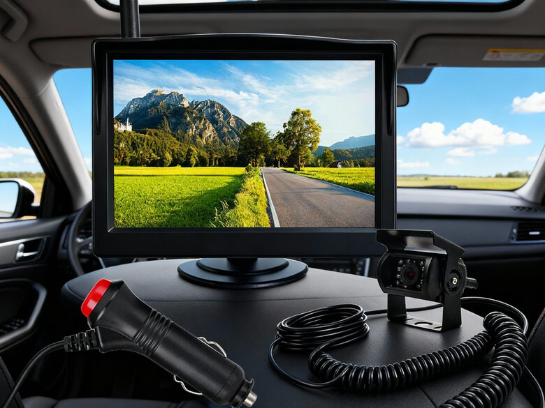 Bezvadu automašīnas monitors 5collas ar kameru (12/24v) pilns Auto atpakaļskata kameras komplekts