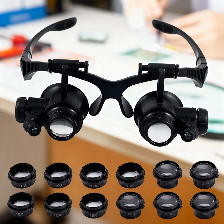 Palielinājuma brilles remontam, lodēšanai, 4 lēcas