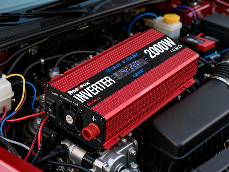 Strāvas pārveidotājs universāls - 12/24v 2000w (vieglajās un smagajās mašīnās), LCD ekrāns voltāžas % kontrolei