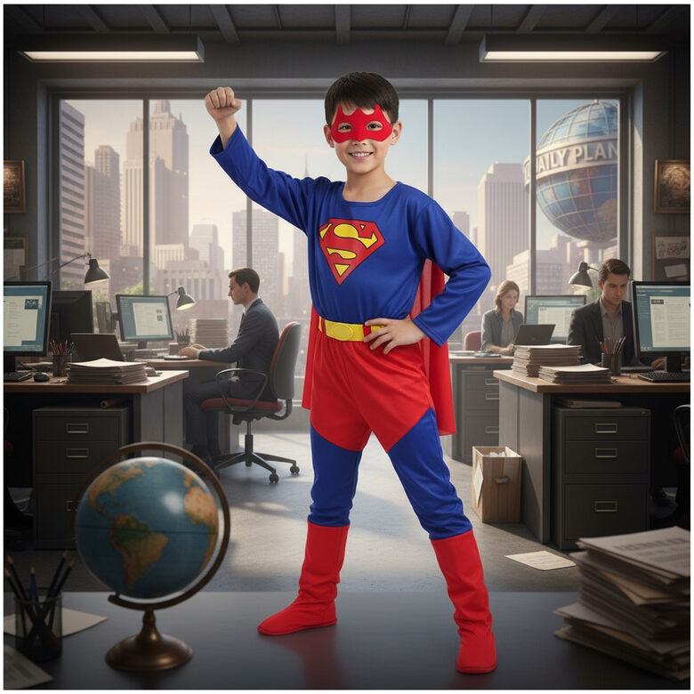 Superman tērps (kostīms no vairākām daļām, S, M, L - izmēri)