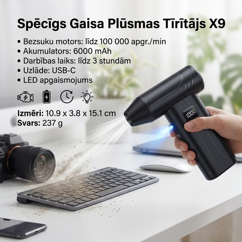 Jaudīgs bezvadu gaisa pūtējs X9