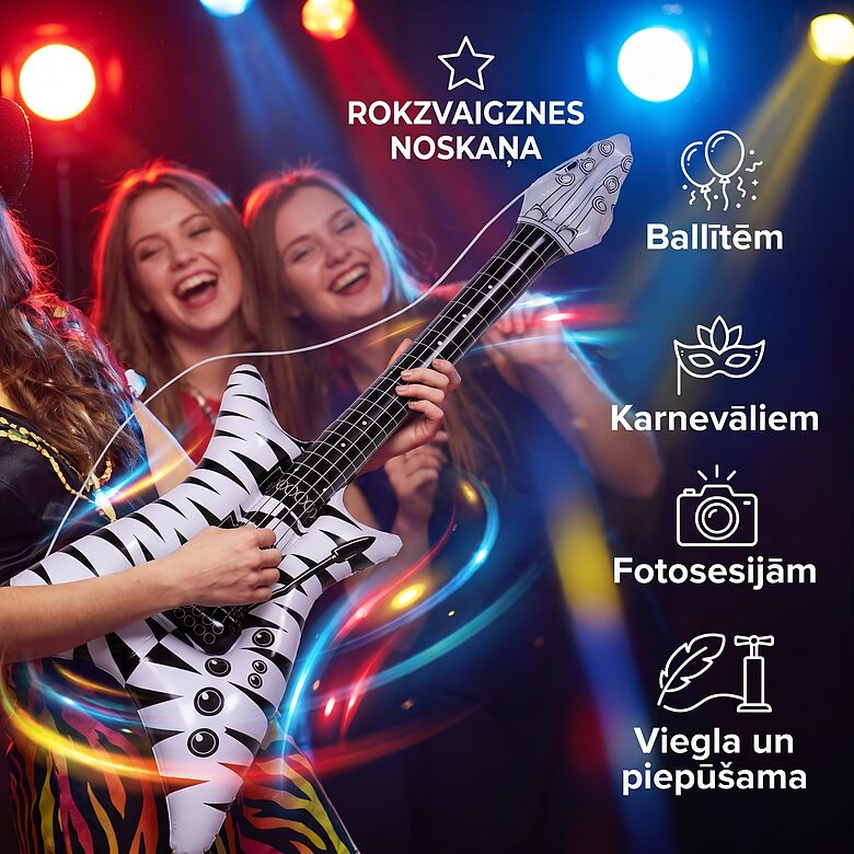 Piepūšamā ģitāra ar siksnu, 95–105 cm