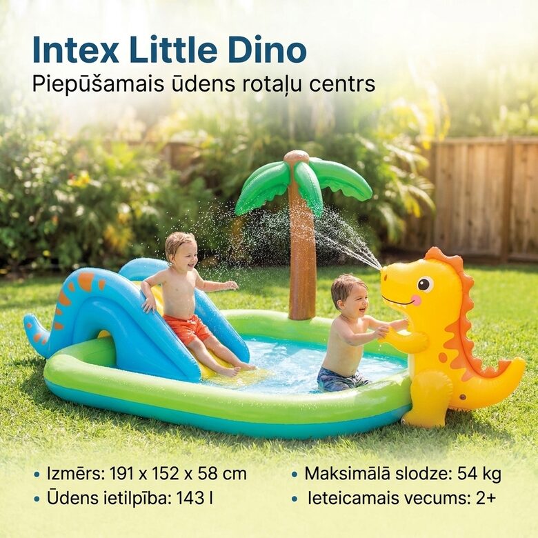 Intex Little Dino Bērnu Piepūšamais Ūdens Rotaļu Centrs