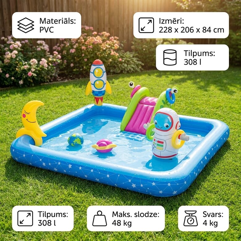 Bērnu Ūdens rotaļu laukums ar baseinu un slidkalniņu