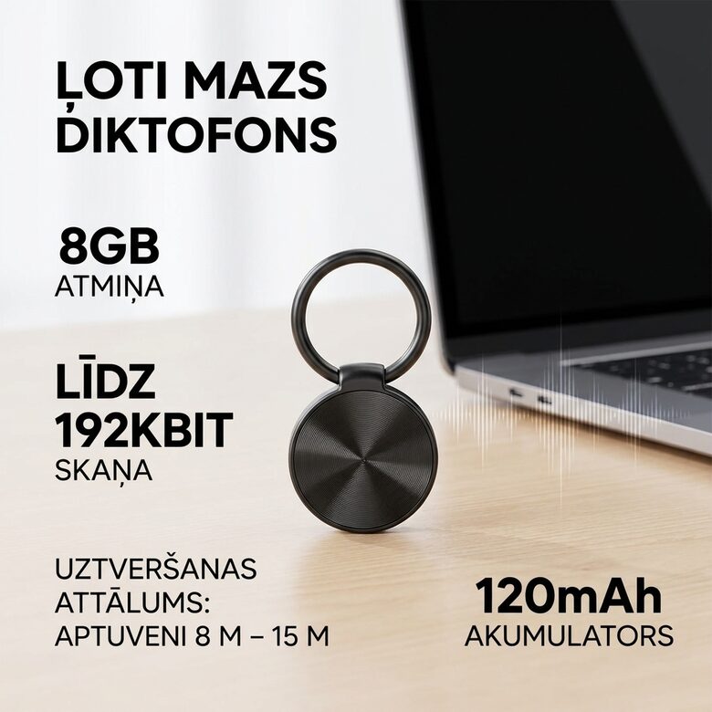 Diktofons mini, ar balss aktivizāciju