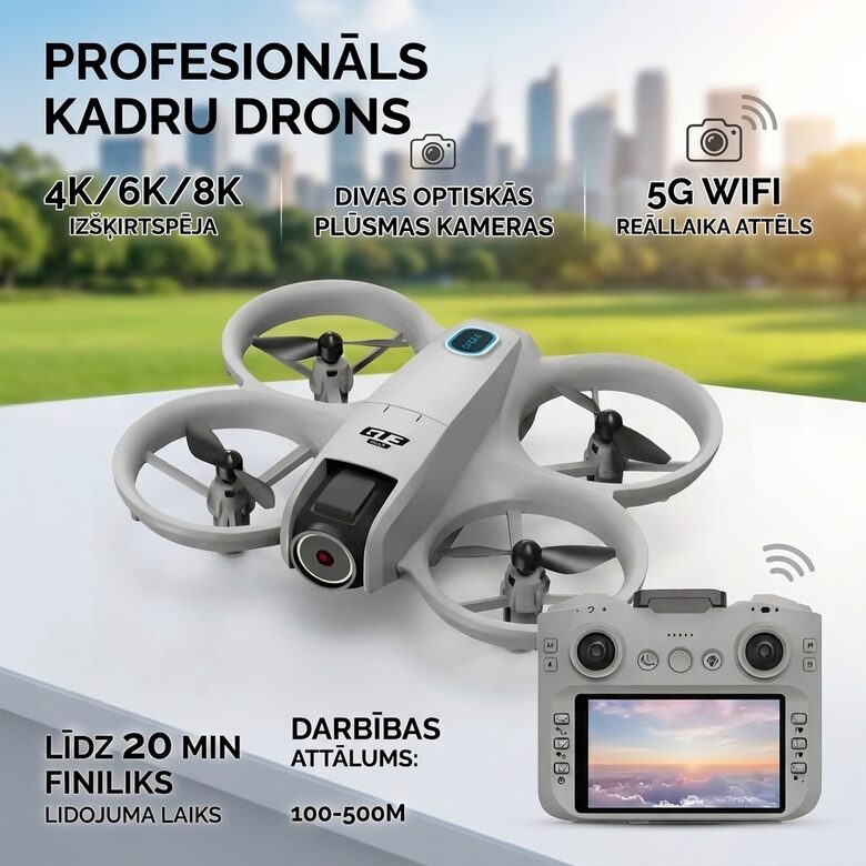 GT3 MAX 8K FPV drons ar divām kamerām, 5G WiFi un trīspusēju šķēršļu izvairīšanos