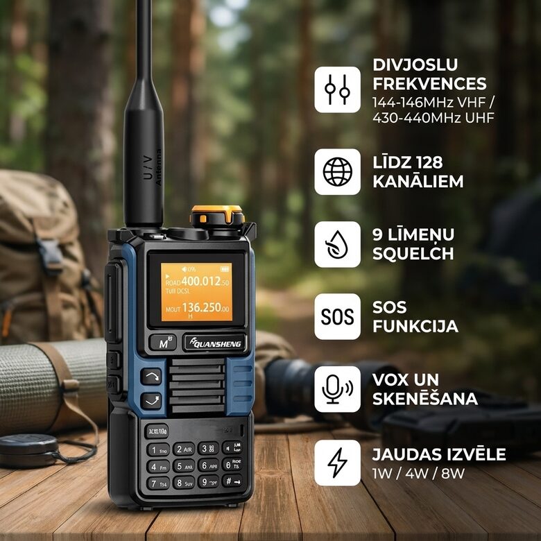 5-10km Quansheng UV-K6 Upgrade 5 W divjoslu rācija ar Air Band uztveri, USB-C uzlādi, DTMF, FM un NOAA