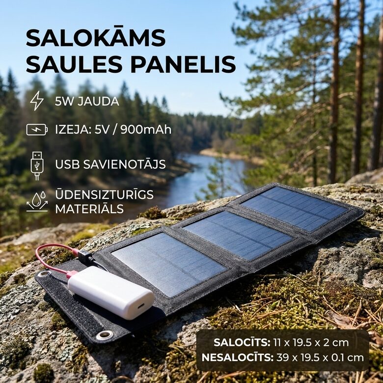 Telefona lādētājs SOLĀRAIS, 5v 900mAh x 3