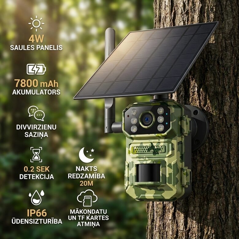 Meža kamera 14Mp, 4g online, solar medību kamera
