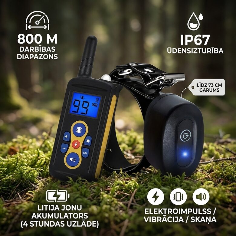 Ultraskaņas suņu apmācības kakla siksna (pret riešanu, treniņam),elektro šoks , vibrācija, skaņa, mājdzīvnieku apmācības iekārta 800 M