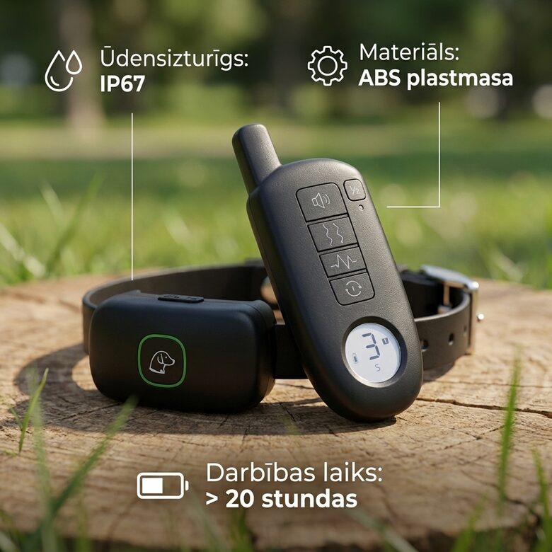 Ūdensizturīga Suņu Dresūras sistēma (800m, skaņa, vibro, elektroimpulss)