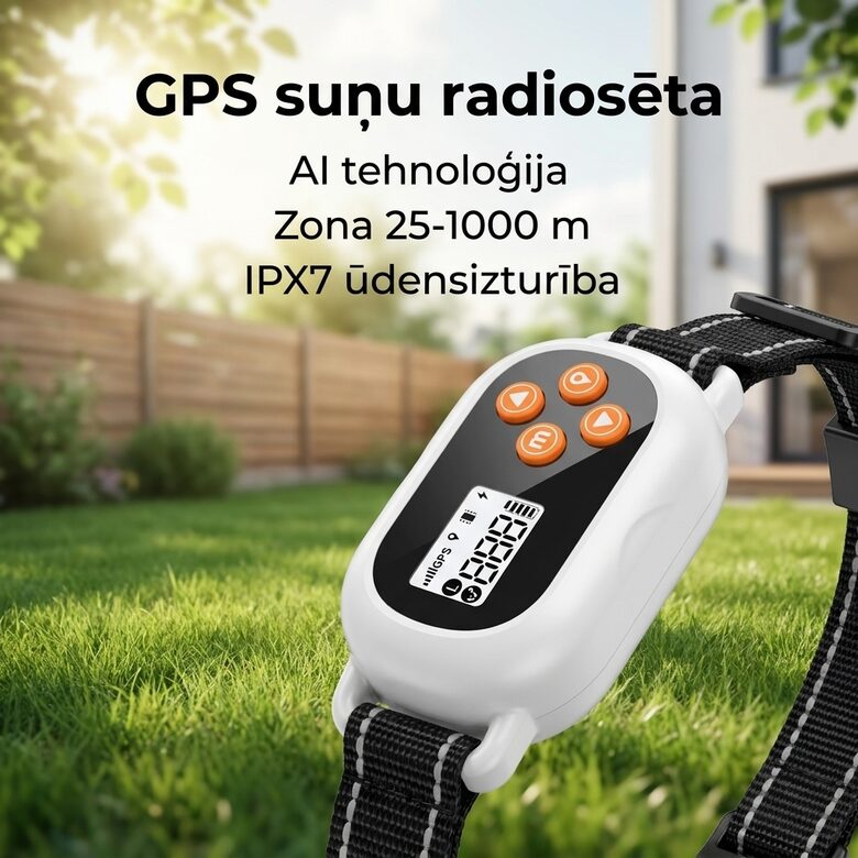 Trešās paaudzes GPS suņu radiosēta ar AI tehnoloģiju 1000m
