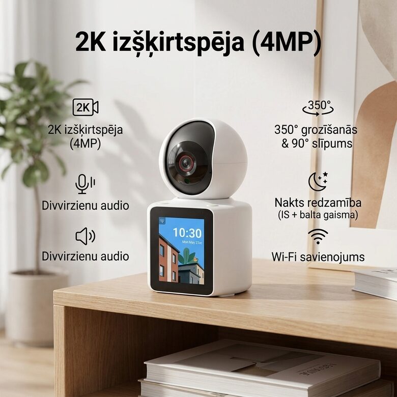 Wifi kamera ar ekrānu, video aukle