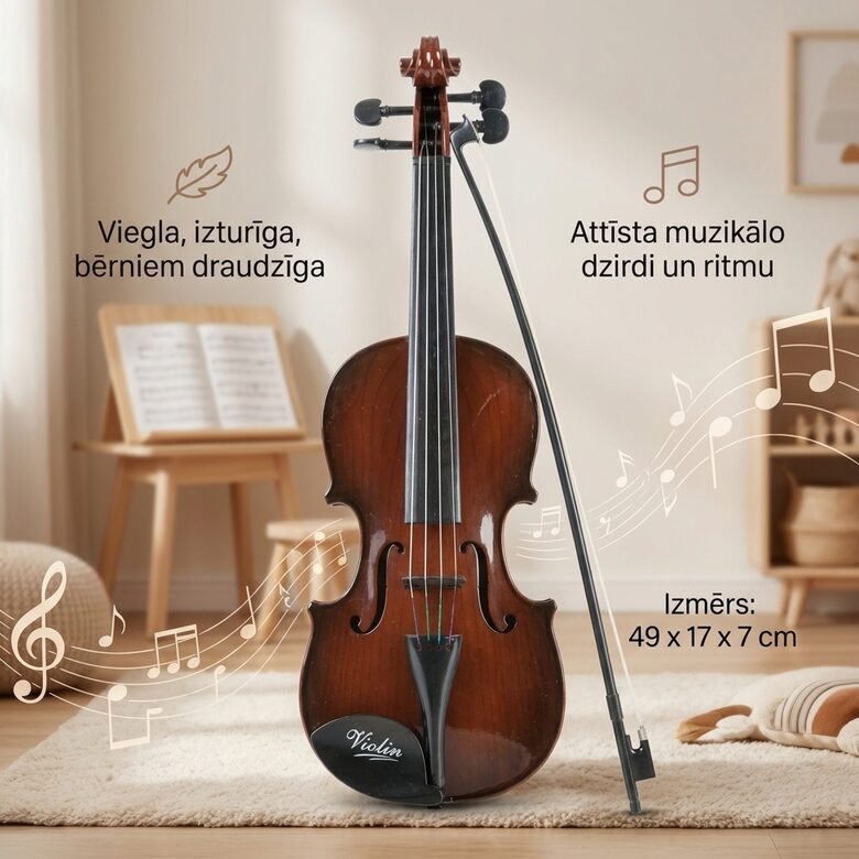 Bērnu vijole, mūzikas instruments mazajiem muzikantiem, 49 x 17 x 7 cm