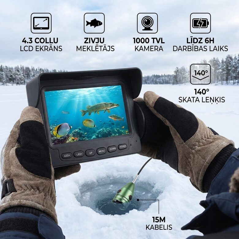 Zemūdens kamera 4.3 ”LCD monitors,15m