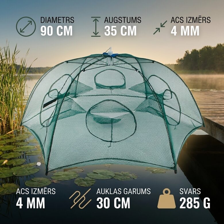 Zivju murds ar 6 caurumiem, 90 / 35cm
