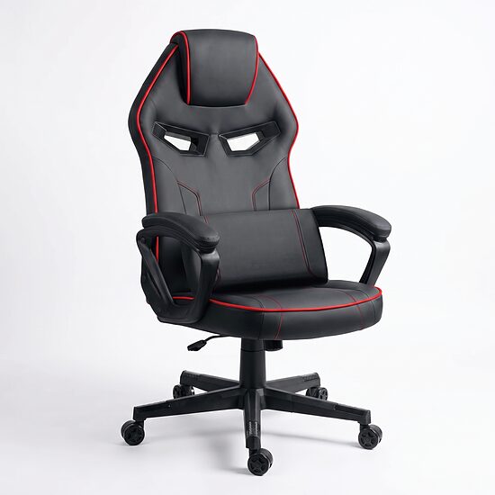 Melns ergonomisks gaming datorkrēsls ar jostasvietas spilvenu līdz 120 kg
