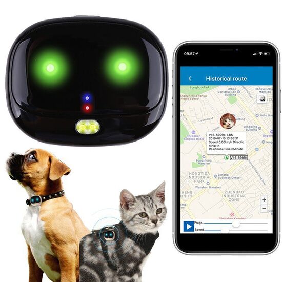 Dzīvnieku mini izsekošanas ierīce, suņu kaķu GPS, ar balss saziņu