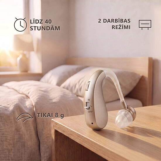 Dzirdes pastiprinātājs, dzirdes aparāts, lādējams, 2 režīmi, regulējams
