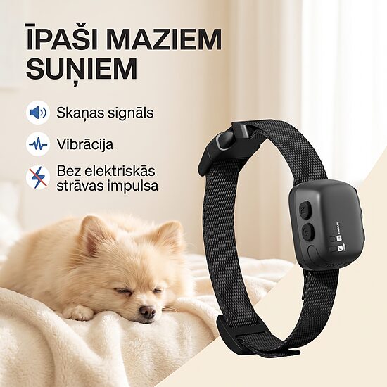 Automātiskā pretriešanas kaklasiksna maziem suņiem, melna