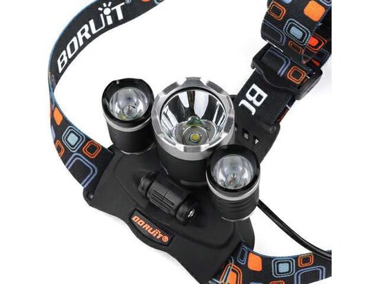 Galvas lukturis LED 3000 LM Black + akumulatori un lādētājs